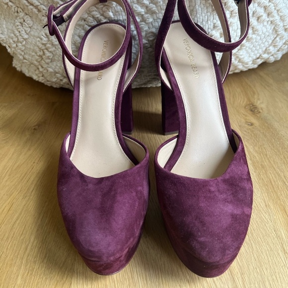 Veronica Beard Suede Magda Platform heels in Merlot - Picture 8 of 13